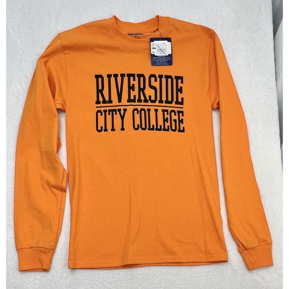 NWT Champion Riverside City College Shirt Mens Small Orange Long Sleeve Graphic